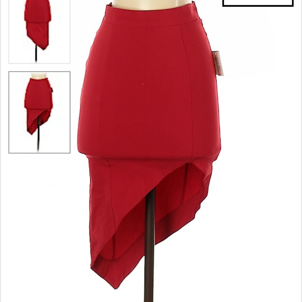 Windsor asymmetrical pencil skirt red